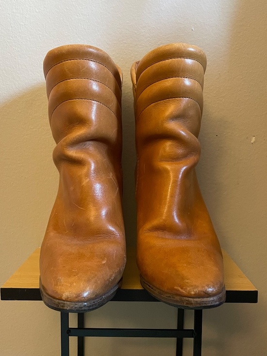 Vintage Western-Style Ankle Boots Cognac Quilted Leather – Size 6–6.5 GUVC *NOTE - Picture 3 of 12